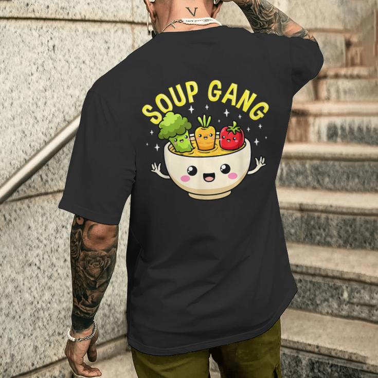 スープギャング かわいい 野菜 ボウル入り かわいい 料理 楽しい メンズTシャツ バックプリント 彼への贈り物