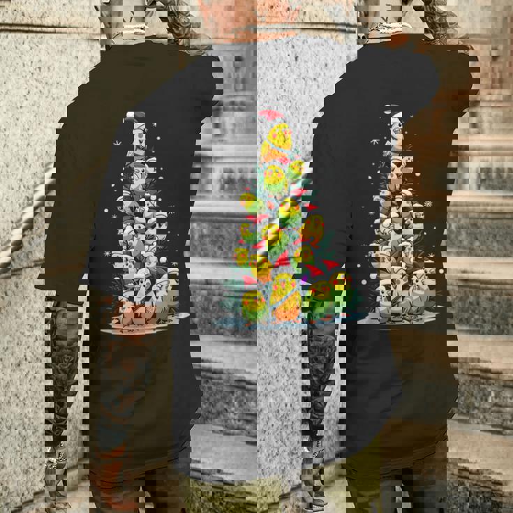 セキセイインコのクリスマス ツリー 面白いセキセイインコ ホリデー セキセイインコ メンズTシャツ バックプリント 彼への贈り物