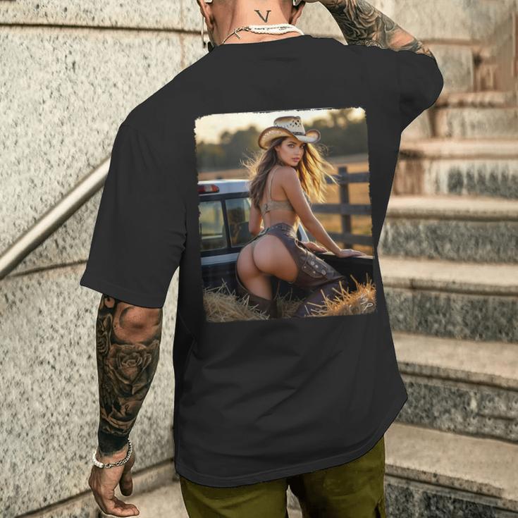セクシーガールグラフィックtシャツ カウガールピンナップガール 4 メンズTシャツ バックプリント 彼への贈り物