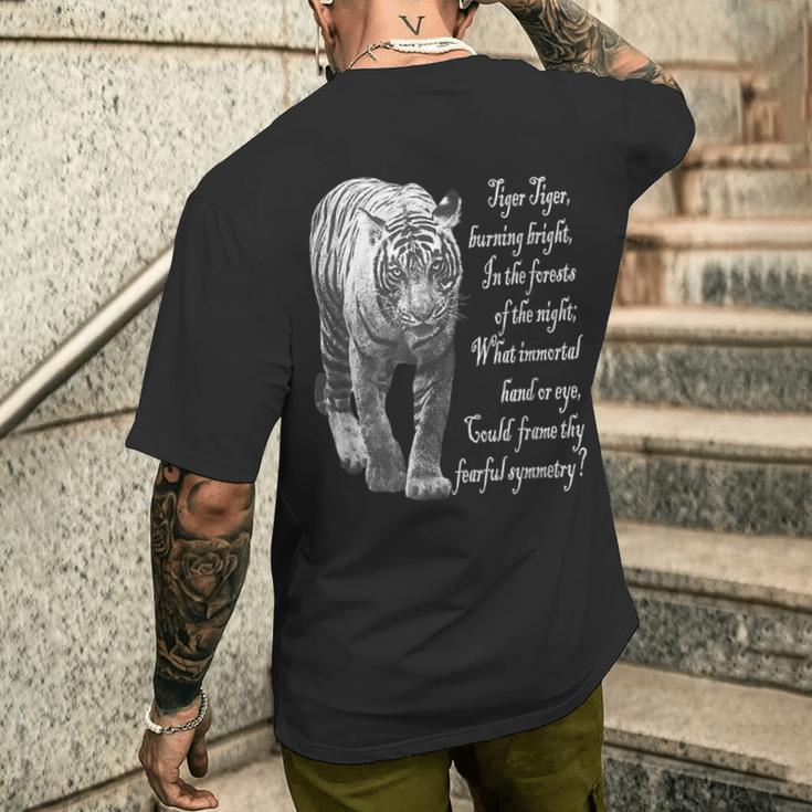 タイガー 白黒 ウィリアムブレイクの詩 メンズTシャツ バックプリント 彼への贈り物