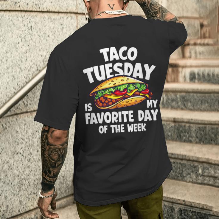 タコ・チューズデーは1週間のうちで一番好きな日 Taco Tuesday Is My Favorite Day メンズTシャツ バックプリント 彼への贈り物