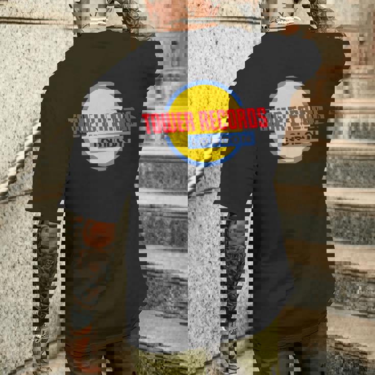 タワーレコード ロンドン 音楽 レトロ ヴィンテージ メンズTシャツ バックプリント 彼への贈り物