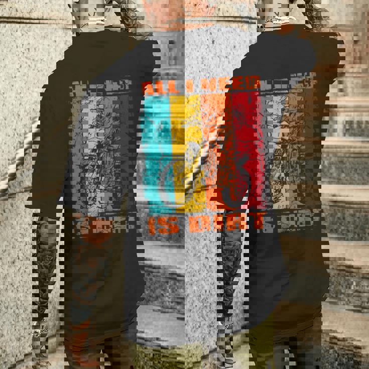 ダートバイク レトロデザイン All I Need Is Dirt Motocross ダートバイク メンズTシャツ バックプリント 彼への贈り物