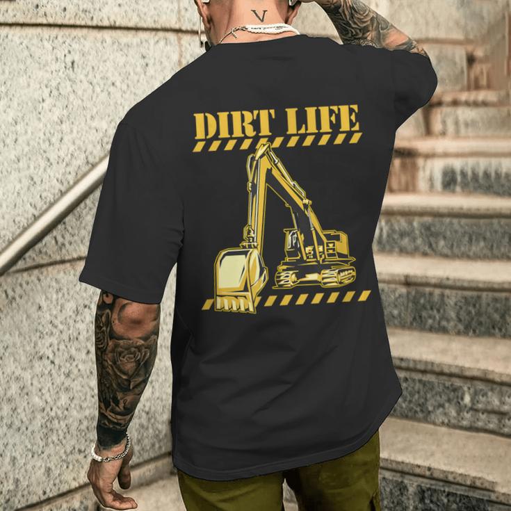 ダートライフ 建設掘削機 重機 オペレーター メンズTシャツ バックプリント 彼への贈り物