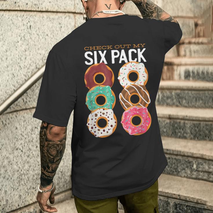 チェックアウトおれのシックスパックおもしろドーナツ メンズTシャツ バックプリント 彼への贈り物