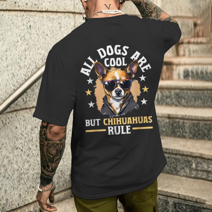 チワワ 犬種 ペット 全犬はかっこいいけどチワワのルール メンズTシャツ バックプリント 彼への贈り物