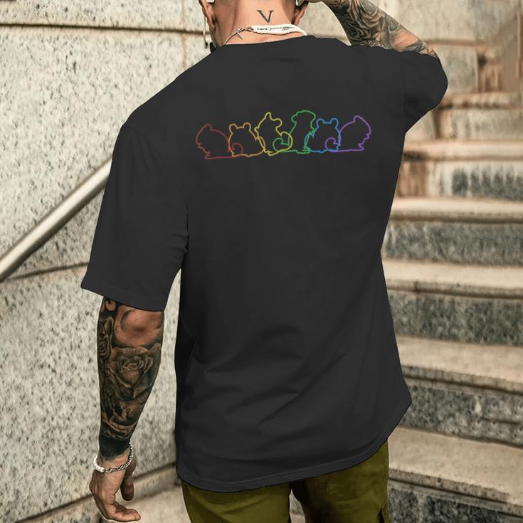 チンチラ Lgbt レインボー ロングテール チンチラ メンズTシャツ バックプリント 彼への贈り物