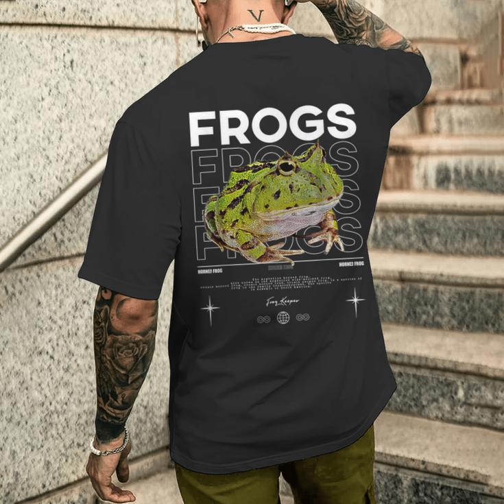 ツノガエル ストリートウェア カエル飼育員 メンズTシャツ バックプリント 彼への贈り物
