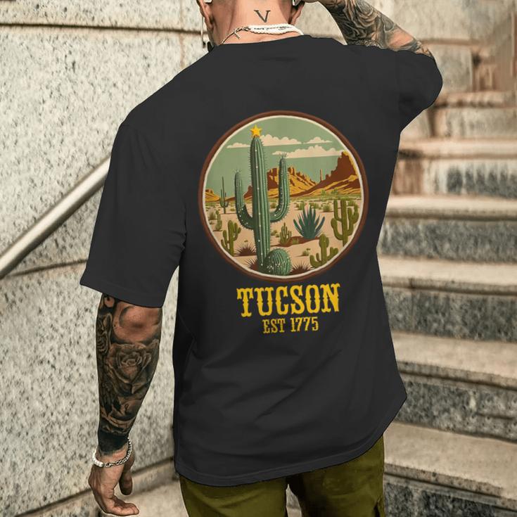 ツーソン アリゾナ ビンテージ ウエスタン レトロ サボテン メンズTシャツ バックプリント 彼への贈り物