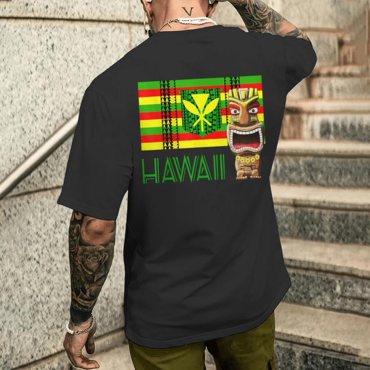 トライバル カナカ マオリ ポリネシア ティキ マスク トーテム メンズTシャツ バックプリント 彼への贈り物