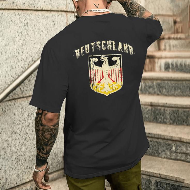 ドイツ ビンテージ フラッグ バナー 紋章 イーグル メンズTシャツ バックプリント 彼への贈り物