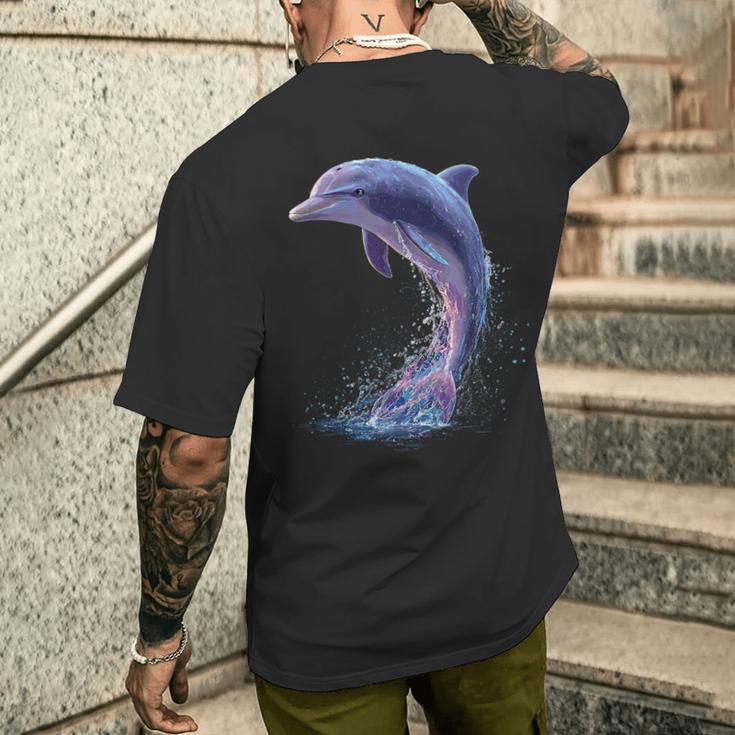 ドルフィンダイバー イルカ 海 かわいい イルカ イルカ メンズTシャツ バックプリント 彼への贈り物