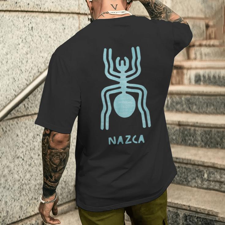 ナスカ ライン ペルーの地上絵モンキー宇宙飛行士クモ レトロ メンズTシャツ バックプリント 彼への贈り物