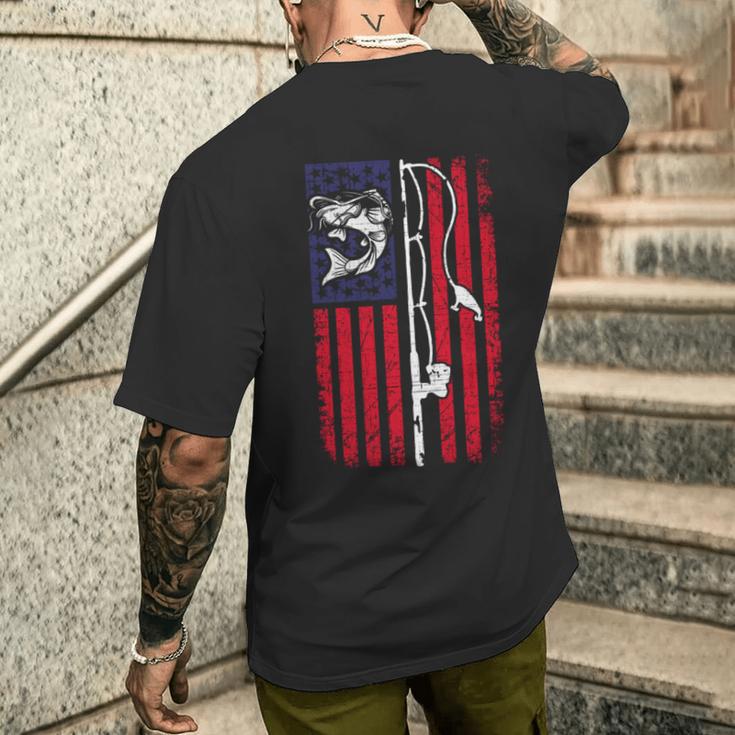 ナマズ アメリカ国旗 キャットフィッシング 漁師 釣り 長袖tシャツ メンズTシャツ バックプリント 彼への贈り物