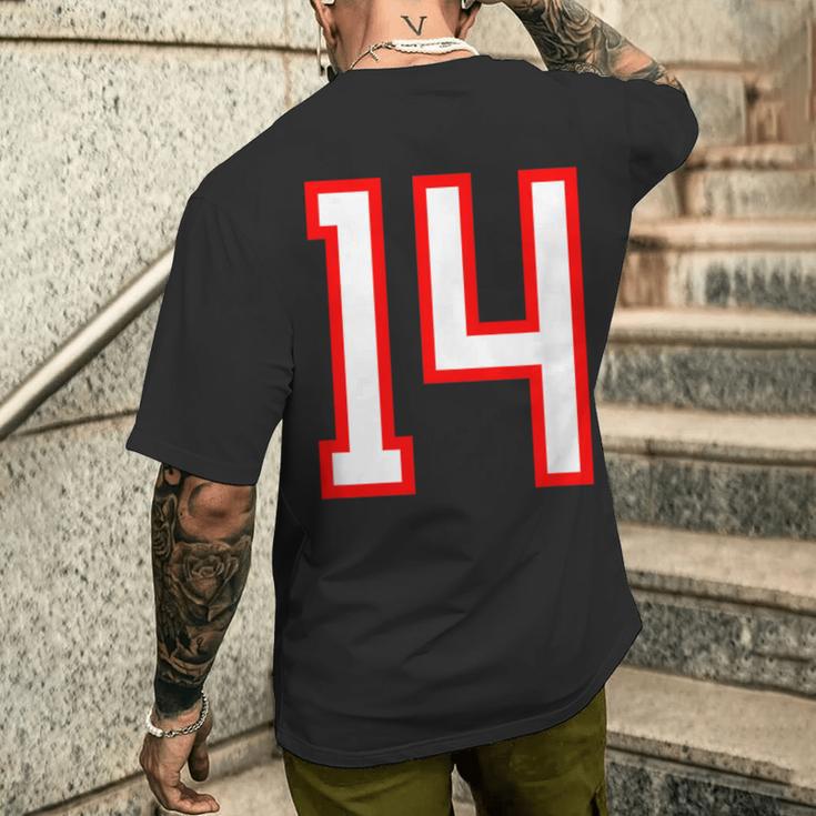 ナンバー 14 スポーツ ホワイト レッド ナンバー 14 メンズTシャツ バックプリント 彼への贈り物