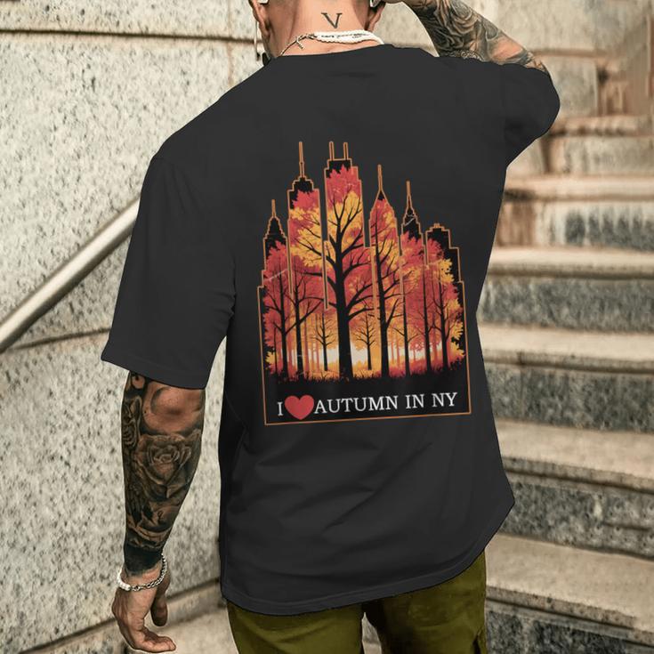 ニューヨーク市の秋が大好き メンズTシャツ バックプリント 彼への贈り物