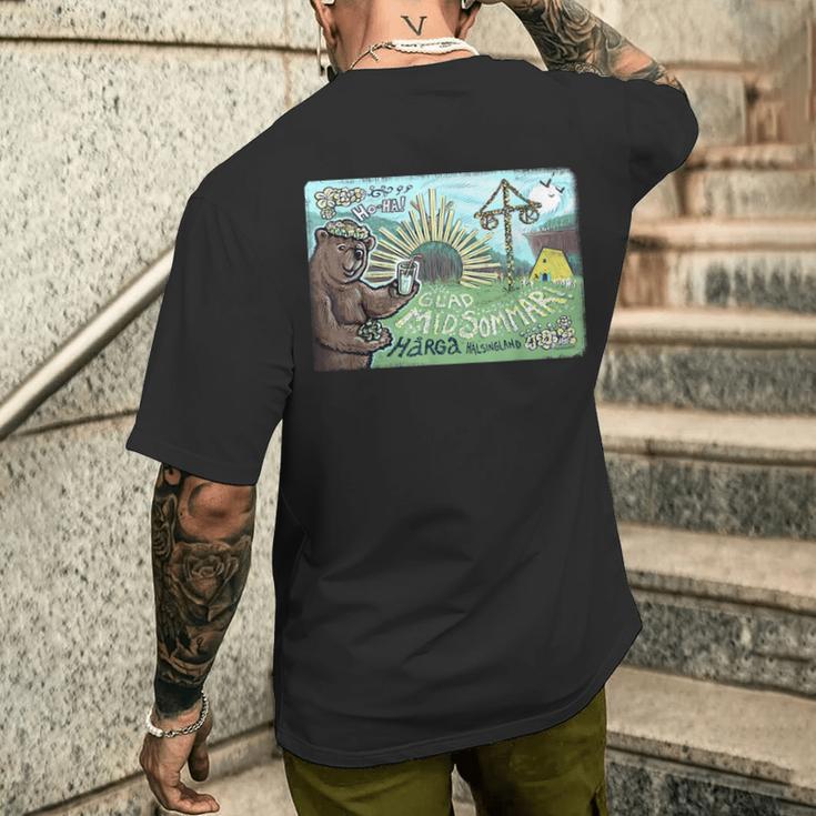 ハッピー・ミッドサマー・ベア メンズTシャツ バックプリント 彼への贈り物