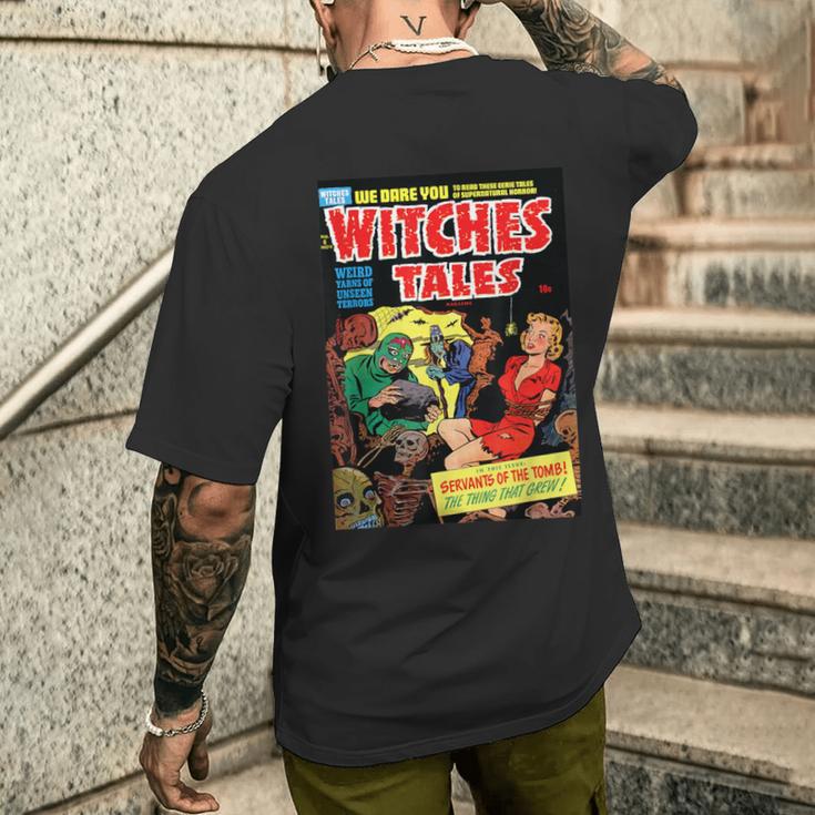 ハロウィン ホラー ヴィンテージ 魔女 コミックブック レトロ 怖い 面白い メンズTシャツ バックプリント 彼への贈り物