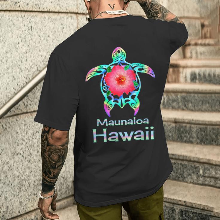 ハワイアン カラフル ウミガメ マウナロア ハワイ メンズTシャツ バックプリント 彼への贈り物