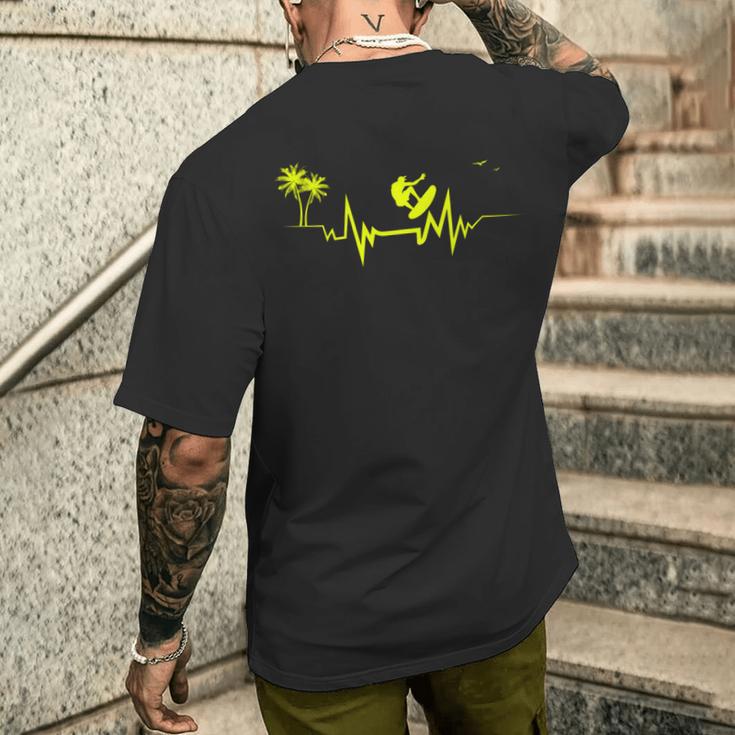 ハワイサーファーのためのサーフハートビートクールウェーブ 長袖tシャツ メンズTシャツ バックプリント 彼への贈り物