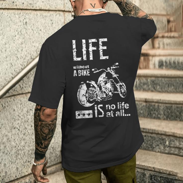 バイク オートバイ アメリカン クルーザー モーターサイクル おしゃれ ダメージ デザイン メンズTシャツ バックプリント 彼への贈り物