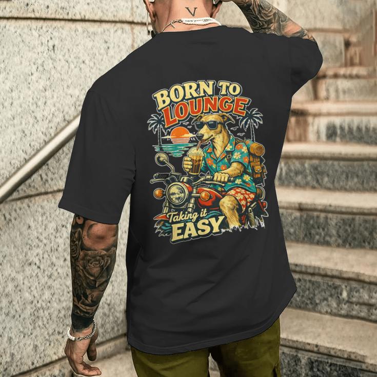バイクでアイスコーヒーを飲むラーチャー面白いdigor メンズTシャツ バックプリント 彼への贈り物