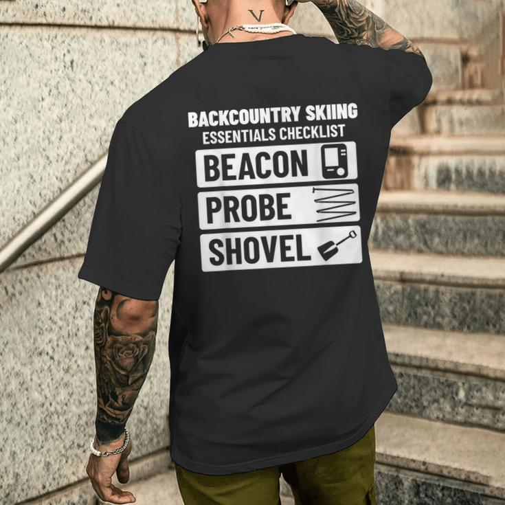 バックカントリースキー エッセンシャルチェックリスト ゲレンデ外スキーヤー用 メンズTシャツ バックプリント 彼への贈り物