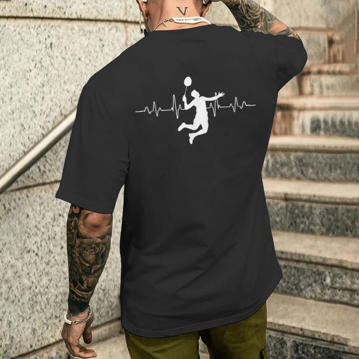 バドミントン ハートビート おもしろギフト バドミントン メンズTシャツ バックプリント 彼への贈り物