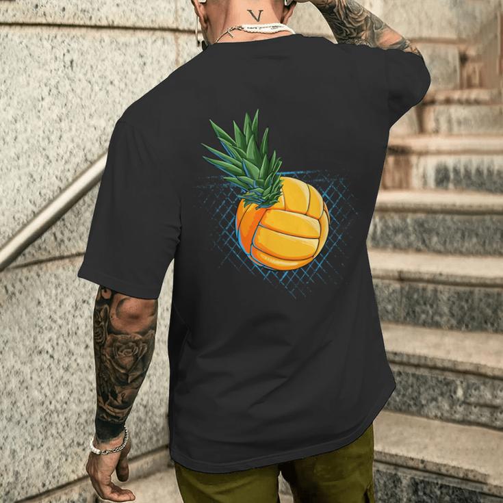 パイナップル バレーボール 面白い フルーツ ビーチ ハワイ ハワイアン スパイク メンズTシャツ バックプリント 彼への贈り物