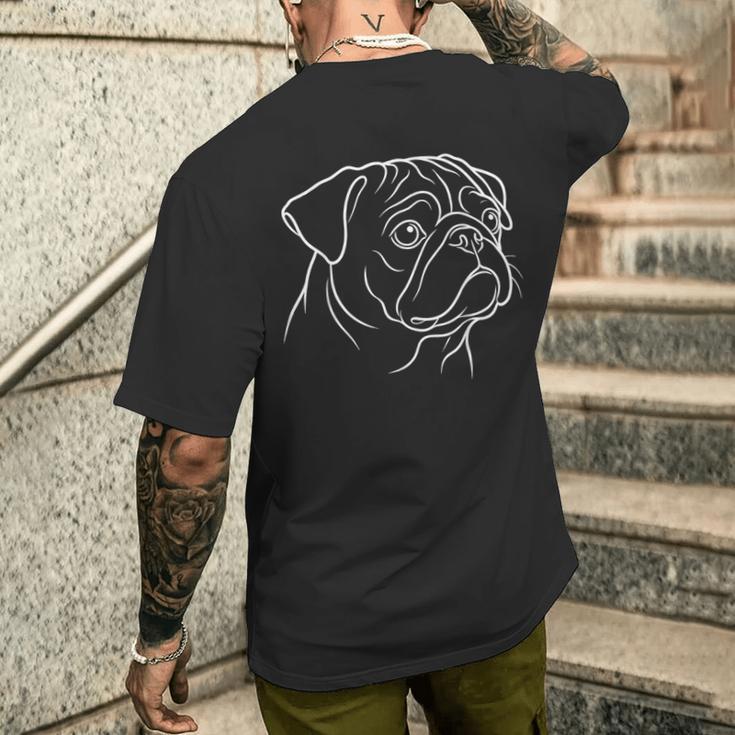 パグ 美的 ラインアート 抽象 ミニマリスト 描画 メンズTシャツ バックプリント 彼への贈り物