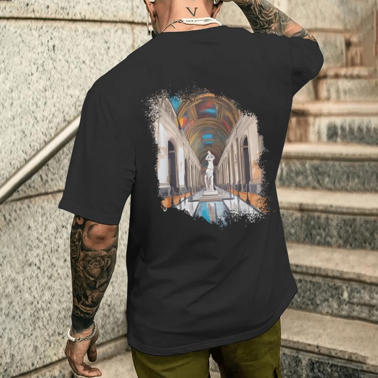 パリ アートワーク ルーヴル美術館 フランス観光 フランス メンズTシャツ バックプリント 彼への贈り物