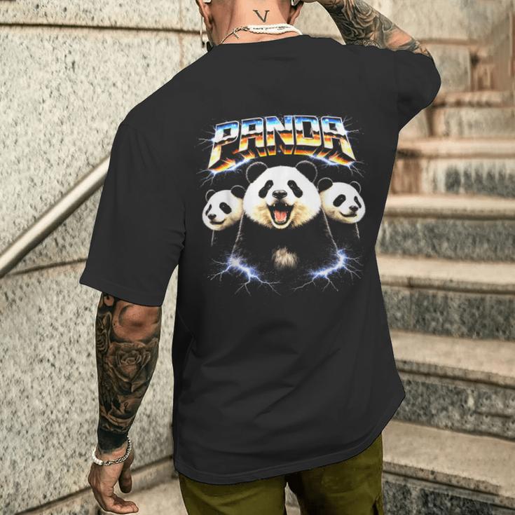 パンダ ヘヴィメタル 80年代 ロックミュージック メタルヘッド エレキギター メンズTシャツ バックプリント 彼への贈り物