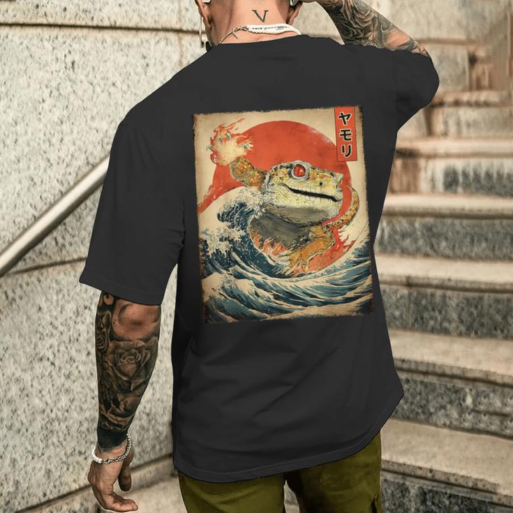 ヒョウ ヤモリ トカゲ 怪獣 怪獣 日本のビンテージポスター メンズTシャツ バックプリント 彼への贈り物