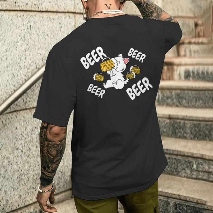 ビールウエスト・ハイランド・ホワイト・テリア・ウェスティ犬 メンズTシャツ バックプリント 彼への贈り物