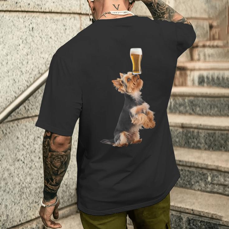 ビールヨークシャーテリア メンズTシャツ バックプリント 彼への贈り物
