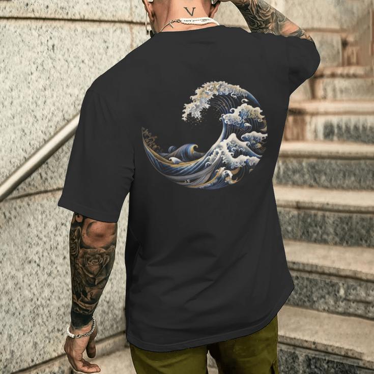 フィボナッチ数列カナガワウェーブ メンズTシャツ バックプリント 彼への贈り物