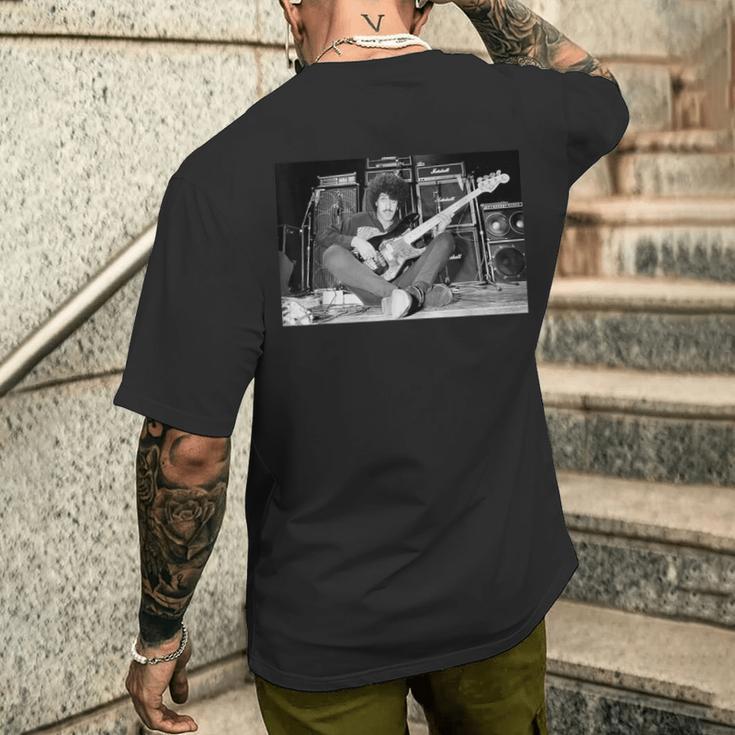 フィル・ライノット・シン・リジー・レコーディング・サンダー・アンド・ライトニング 1982 メンズTシャツ バックプリント 彼への贈り物