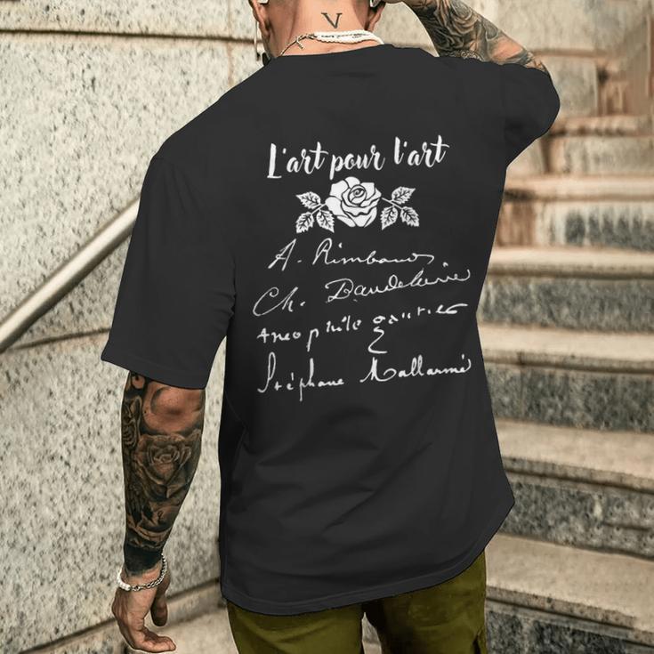 フランスの詩人の署名 リンボー ゴーティエ マラルメ ボードレール メンズTシャツ バックプリント 彼への贈り物