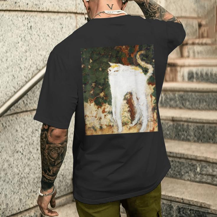 フランス人画家ピエール・ボナールによる猫の絵 メンズTシャツ バックプリント 彼への贈り物