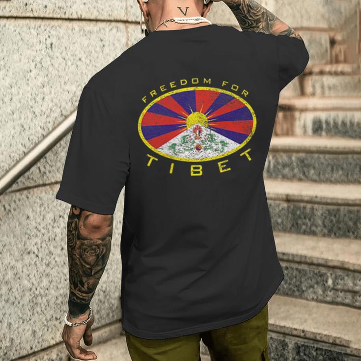 フリーダム チベットフラッグオーバル メンズTシャツ バックプリント 彼への贈り物