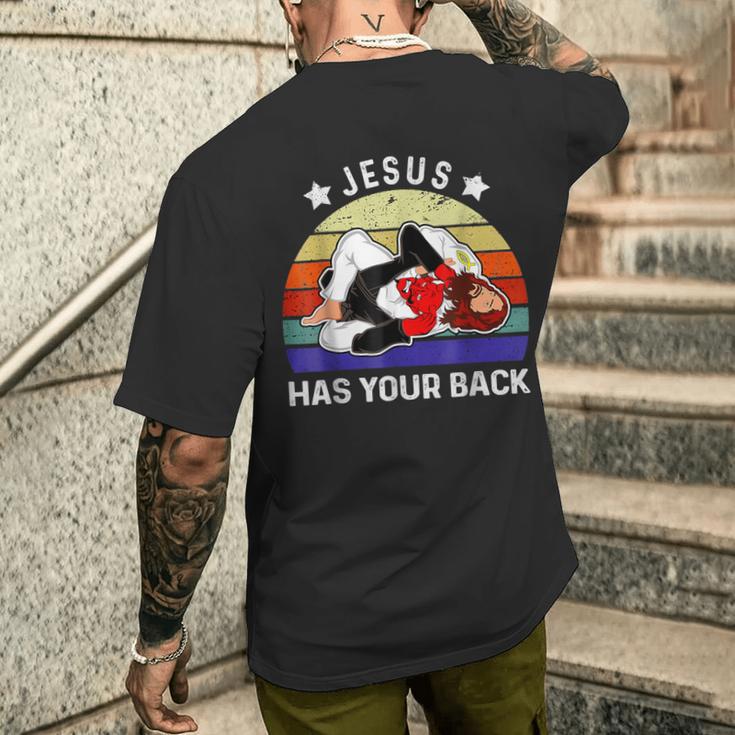 ブラジリアン柔術 Jesus Has Your Back メンズTシャツ バックプリント 彼への贈り物