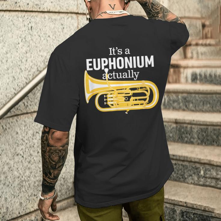 ブラスバンドのユーフォニアム奏者のための面白いユーフォニアムジョーク「 Euphonium Humour 」 メンズTシャツ バックプリント 彼への贈り物