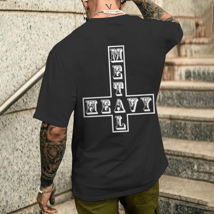 ヘビーメタル逆さま逆十字メタルヘッドサタン面白い Heavy Metal Inverted Crossatan メンズTシャツ バックプリント 彼への贈り物