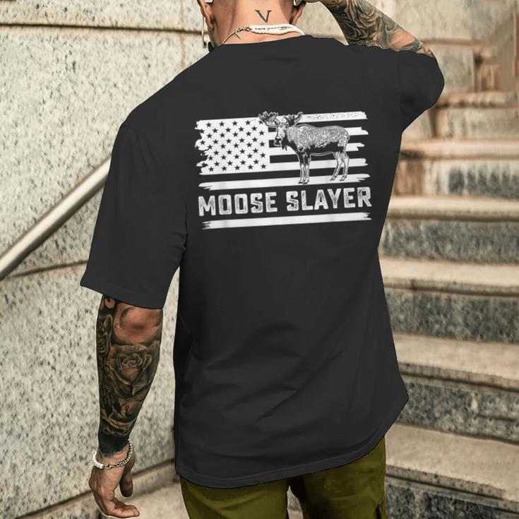 ヘラジカ ハンティング ビンテージフラッグ スレイヤー ハンター メンズTシャツ バックプリント 彼への贈り物