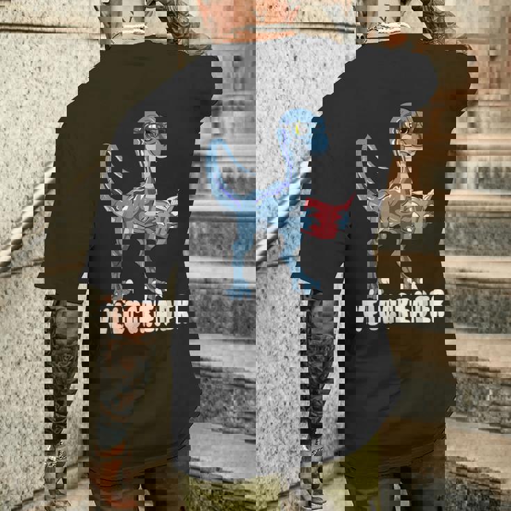 ベロシアダー ベロキラプトル 恐竜 読書 本好き メンズTシャツ バックプリント 彼への贈り物