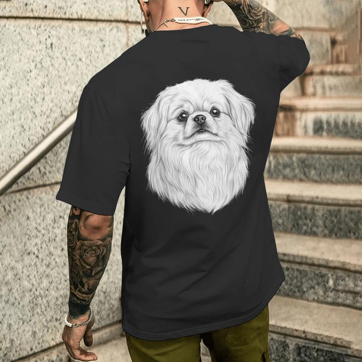 ペキニーズドッググラフィックペットアートペキニーズ。 メンズTシャツ バックプリント 彼への贈り物
