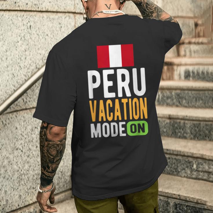 ペルーお土産 旅行 ペルーバケーションモードオン メンズTシャツ バックプリント 彼への贈り物