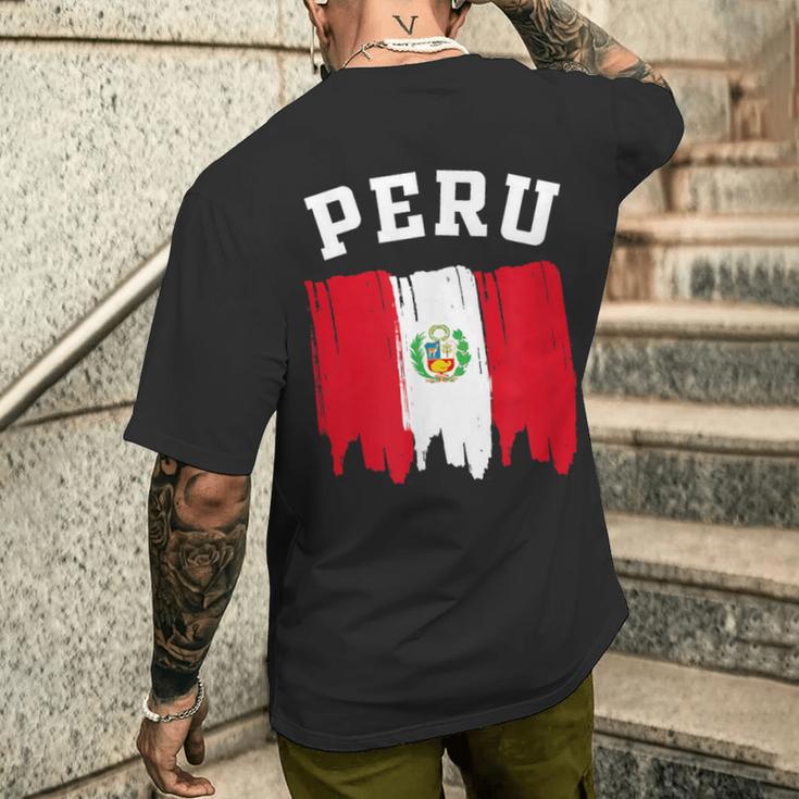 ペルーお土産 リマ バケーションフラッグ ペルーアンデスギフト メンズTシャツ バックプリント 彼への贈り物