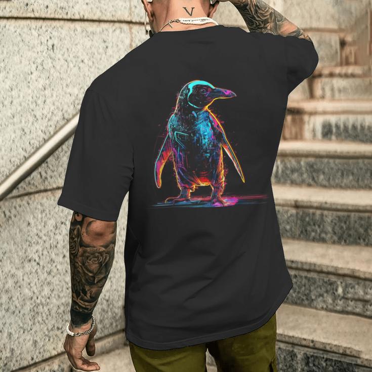 ペンギン ファンタジー アートワーク ロボットアニマルモチーフ ペンギン メンズTシャツ バックプリント 彼への贈り物