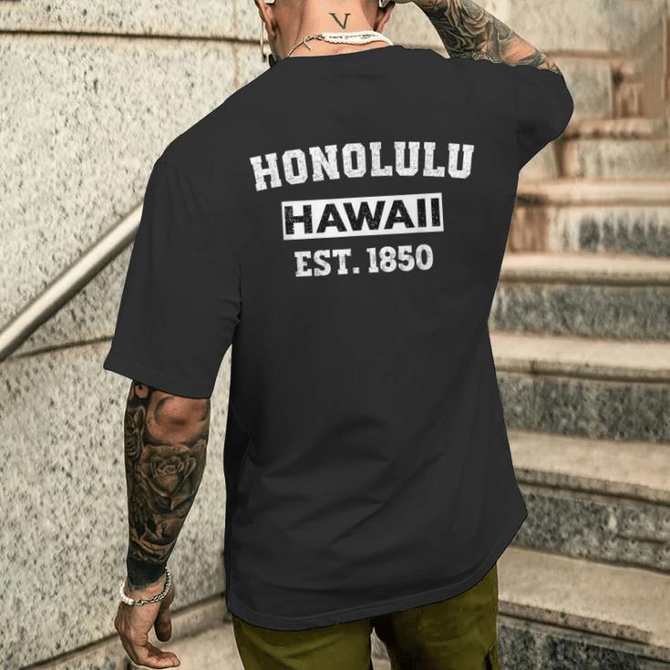 ホノルル ハワイ大学 大学 スタイル スポーツ ネイビー バケーション メンズTシャツ バックプリント 彼への贈り物